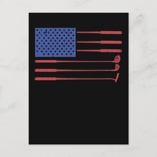 American Flag Golf USA Patriotic Golfing Postkarte (Vorderseite)