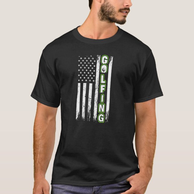 American Flag Golf Vintag Fun Golf T-Shirt (Vorderseite)