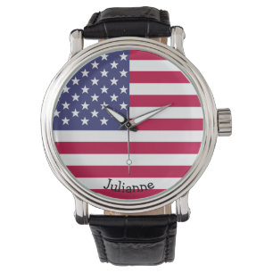 American Flag Grafik Armbanduhr