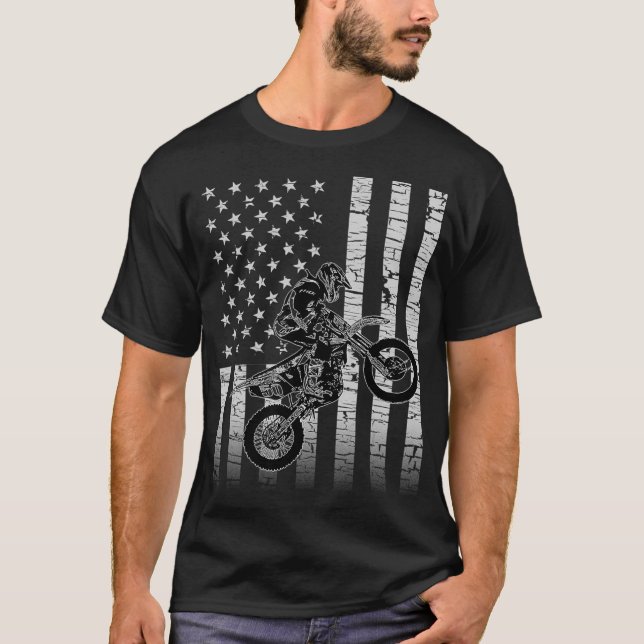 American Flag Graphic Motocross Dirt Bike T-Shirt (Vorderseite)