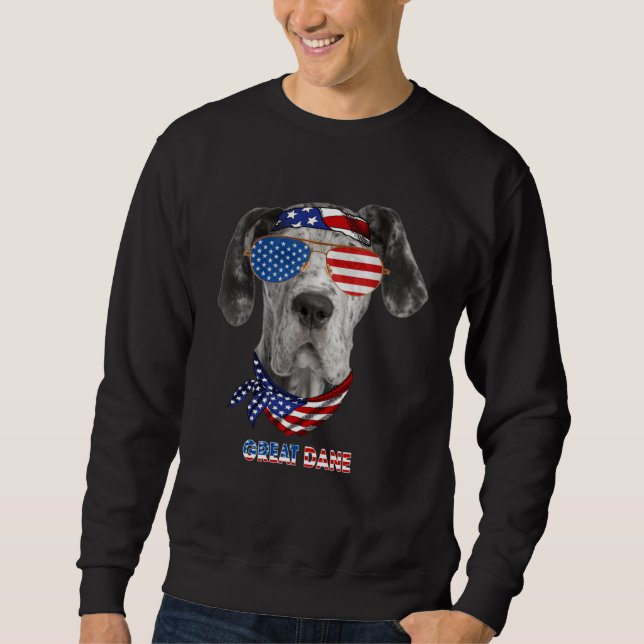 American Flag  Great Dane Dog Sweatshirt (Vorderseite)