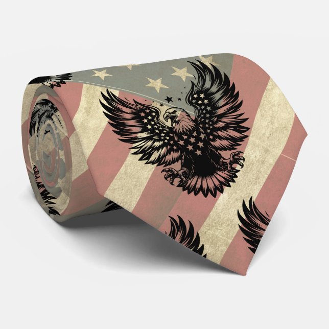 American Flag Grunge Bald Eagle Patriotic Krawatte (Gerollt)