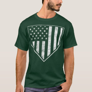 American Flag Grunge Zuhause Plate Patriotic Baseb T-Shirt