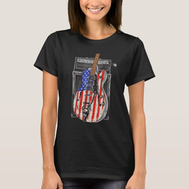 American Flag Guitar 4th of July Guitarist USA Cou T-Shirt (Vorderseite)