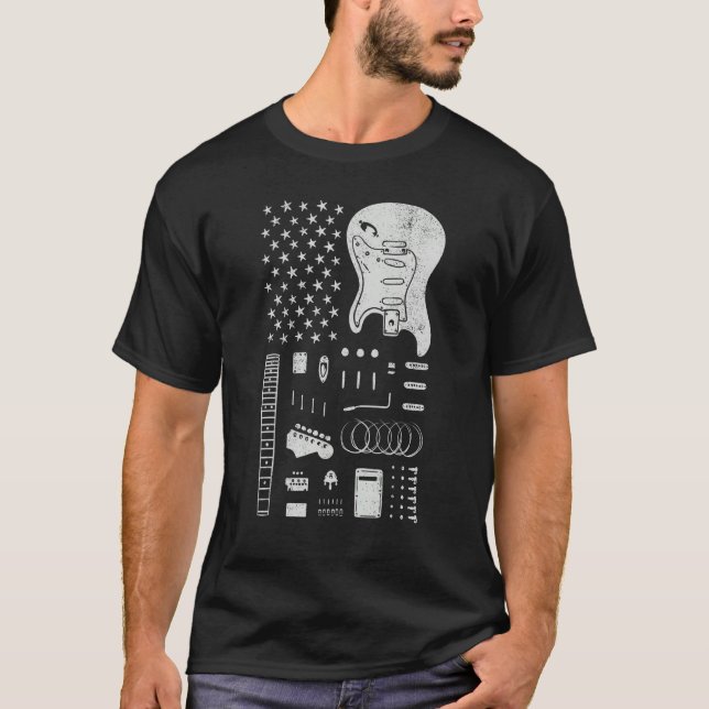 American Flag Guitar 4th of July Guitarist USA Cou T-Shirt (Vorderseite)