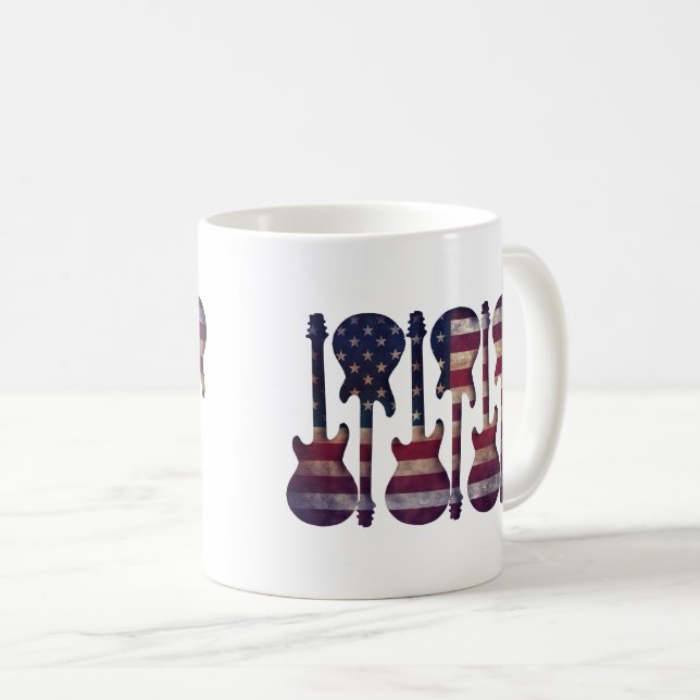 American Flag Guitar Art Kaffeetasse (VorderseiteRechts)