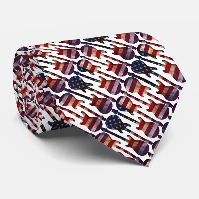 American Flag Guitar Art Krawatte (Gerollt)