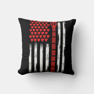 American Flag Guitar Red White Patriotic Music Kissen