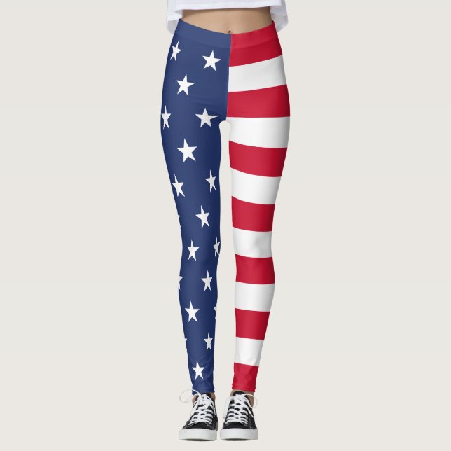 American Flag, Half und Half, US Flagge Leggings (Vorderseite)
