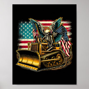 American Flag Halloween Skull Poster