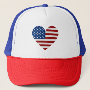 American Flag Heart 4. Juli Glitzer Truckerkappe