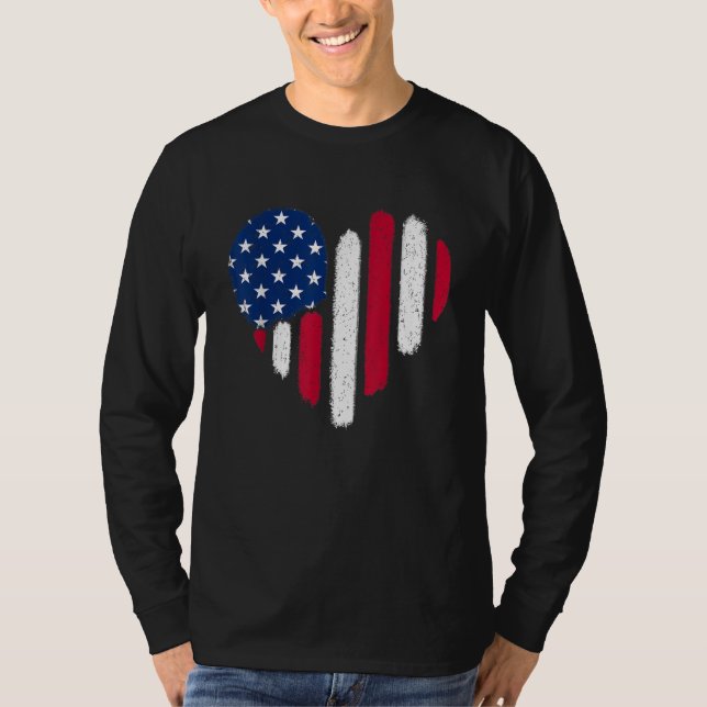 American Flag Heart 4th of July Patriotic USA Flag T-Shirt (Vorderseite)