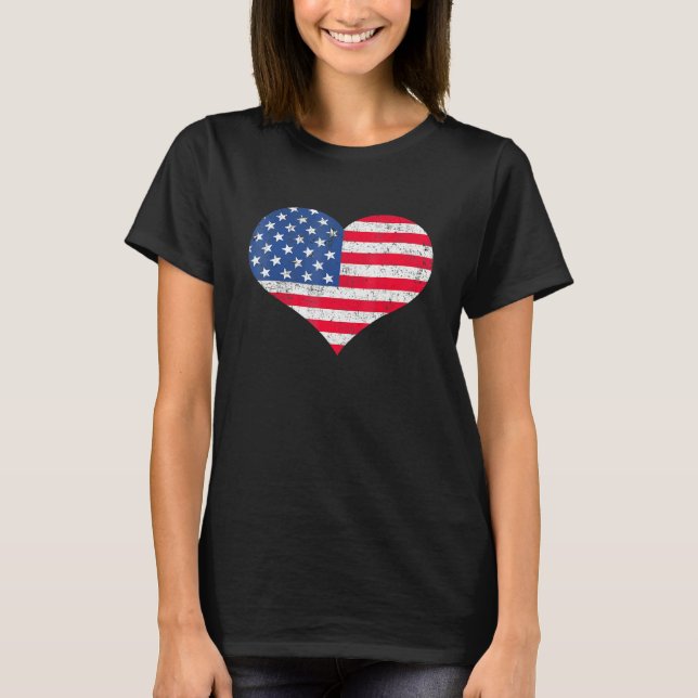 American Flag Heart 4th Of July Usa Patriotic Prid T-Shirt (Vorderseite)