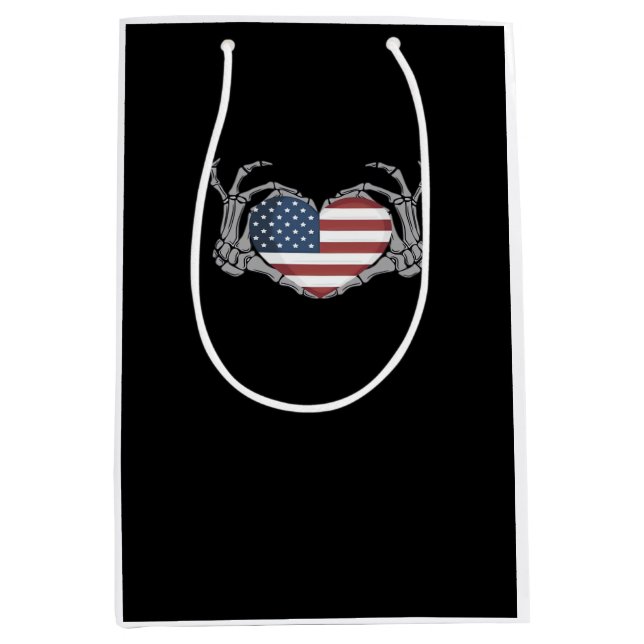 American Flag Heart Angepasst Mittlere Geschenktüte (Vorderseite)