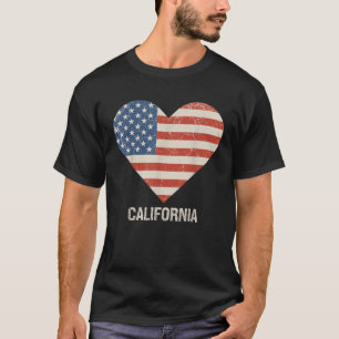 American Flag Heart California 4. Juli Patriot T-Shirt