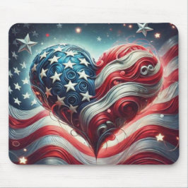 American Flag Heart Mouse Pad – Patriotic Desktop  Mousepad