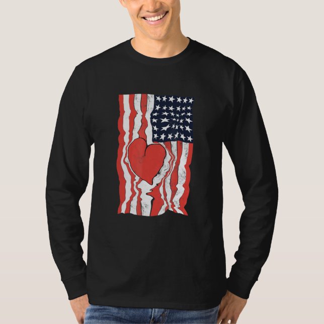 American Flag Heart Patriotic America T-Shirt (Vorderseite)