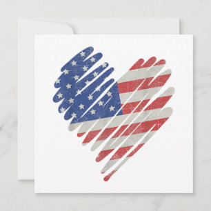 American Flag Heart Red White Blue Niedlich 4. Jul Einladung