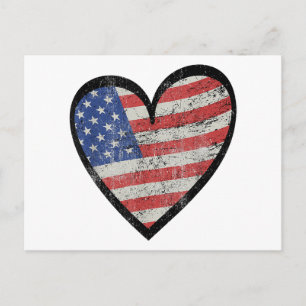American Flag Heart Red White Blue Niedlich 4. Jul Feiertagspostkarte