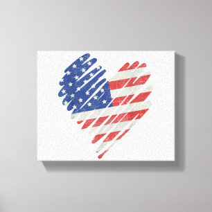 American Flag Heart Red White Blue Niedlich 4. Jul Leinwanddruck