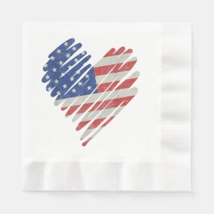 American Flag Heart Red White Blue Niedlich 4. Jul Serviette