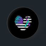American Flag Heart Teal And Purple Ribbon Suicide Button<br><div class="desc">American Flag Heart Teal And Purple Ribbon Suicide Awareness</div>
