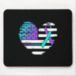 American Flag Heart Teal And Purple Ribbon Suicide Mousepad<br><div class="desc">American Flag Heart Teal And Purple Ribbon Suicide Awareness</div>