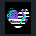 American Flag Heart Teal And Purple Ribbon Suicide Poster<br><div class="desc">American Flag Heart Teal And Purple Ribbon Suicide Awareness</div>