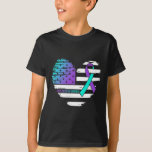 American Flag Heart Teal And Purple Ribbon Suicide T-Shirt<br><div class="desc">American Flag Heart Teal And Purple Ribbon Suicide Awareness</div>