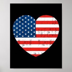 American Flag Herz 4. Juli USA Patriotic Poster