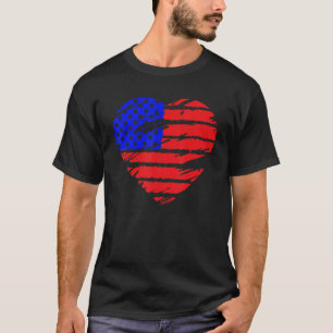 American Flag Herz 4. Juli USA Patriotic Prid T-Shirt