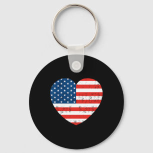 American Flag Herz 4. Juli USA Patriotic Schlüsselanhänger