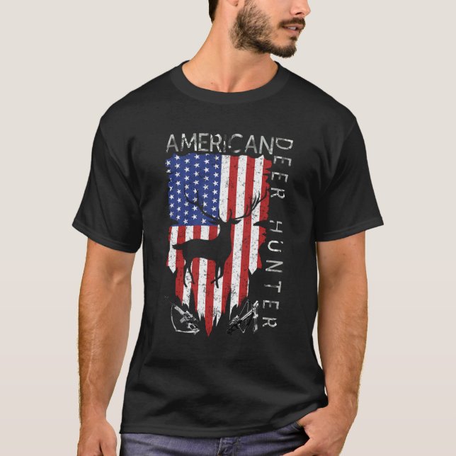 American Flag Hirsche Jäger Geschenke für Distanz T-Shirt (Vorderseite)