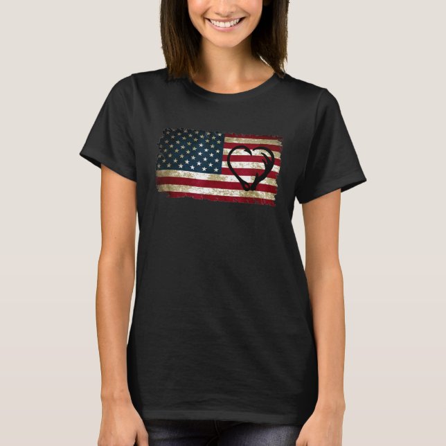 American Flag Hirsche Junting Fish Hunter Boyfrien T-Shirt (Vorderseite)