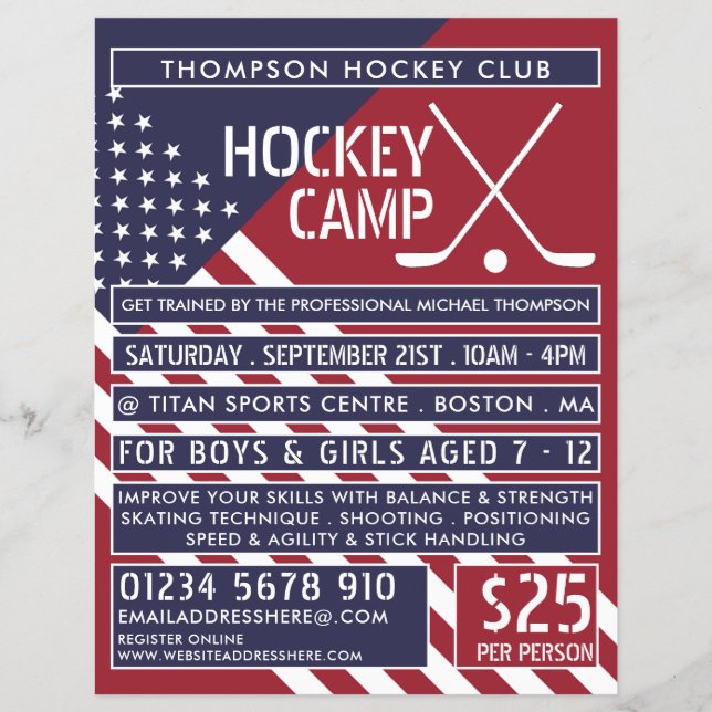American Flag, Hockey Camp Advertising Flyer (Vorne)