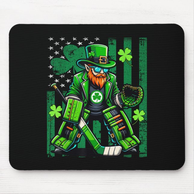 American Flag Hockey Goalie Saint Patrick&#39;s Da Mousepad (Vorne)