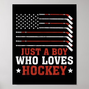 American Flag Hockey Lover Boys Kinder Son Just A  Poster