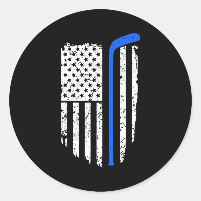 American Flag Hockey Patriotic Ice Hockey Player  Runder Aufkleber (Vorderseite)