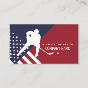 American Flag, Hockey Player, Hockey Coach Visitenkarte