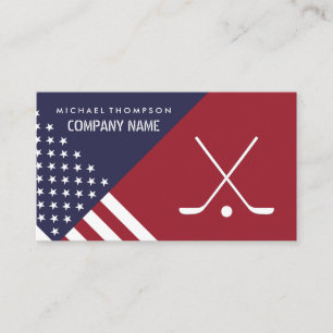 American Flag, Hockey Player, Hockey Coach Visitenkarte
