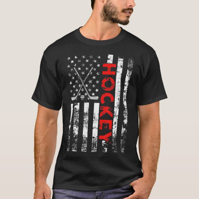 American Flag Hockey USA Patriotic Gift T-Shirt (Vorderseite)
