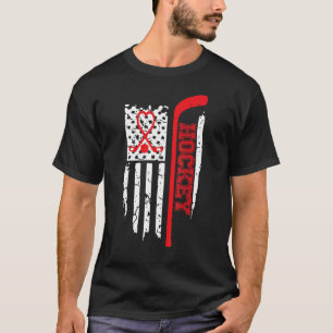 American Flag Hockey Usa Patriotic Mama Hockey T-Shirt