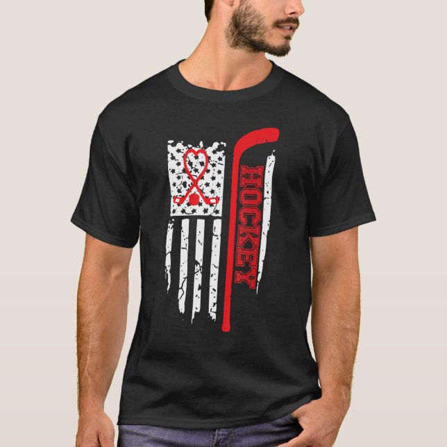 American Flag Hockey Usa Patriotic Mama Hockey T-Shirt (Vorderseite)