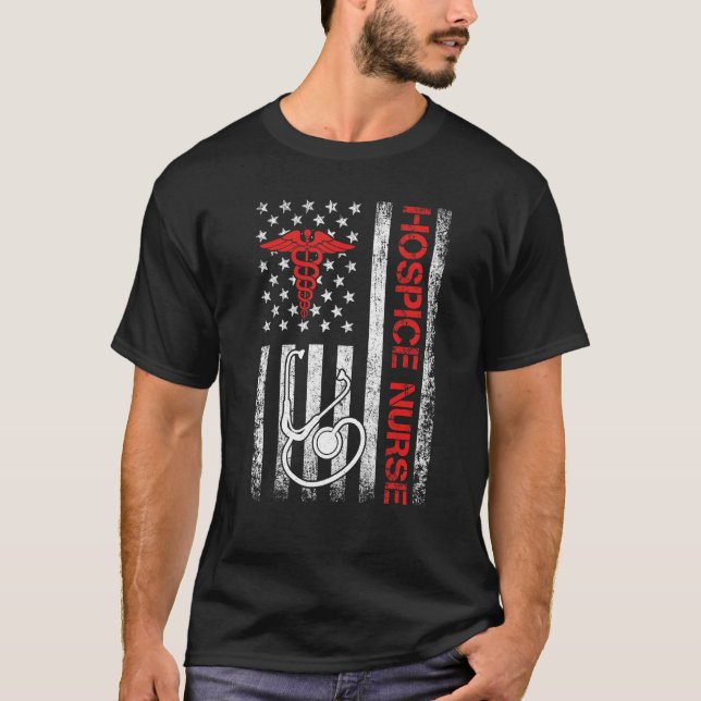 American Flag Hospice Nurse End of Life Palliative T-Shirt (Vorderseite)