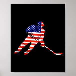 American Flag Ice Hockey Usa T - Shirt T - Shirt.p Poster