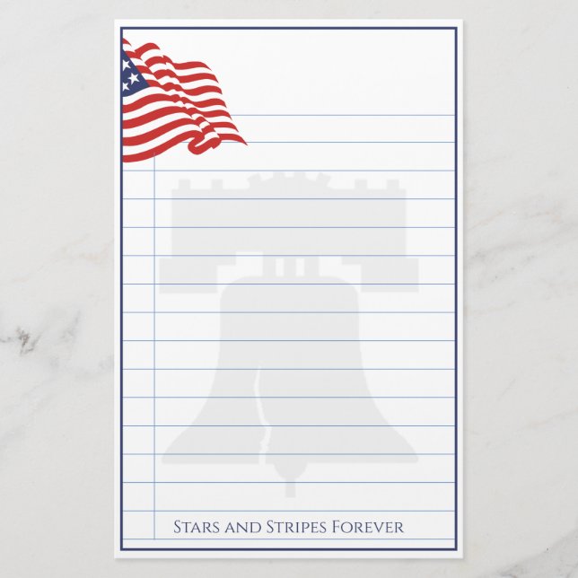 American Flag Illustration Red White & Blue Briefpapier (Vorderseite)