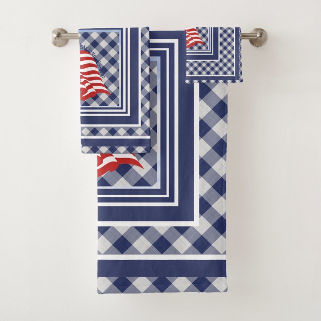 American Flag Illustration Red White Blue| Karos Badhandtuch Set (Insitu)