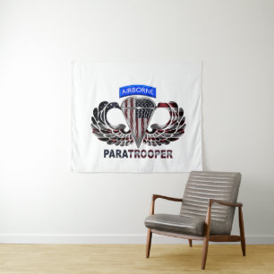 American Flag - Im Flugzeug Fallschirmjäger Wandteppich