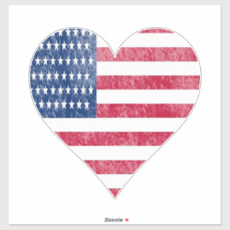 American flag in heart aufkleber