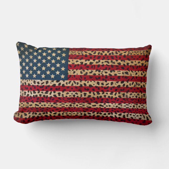 American Flag in Leopard Spot Print Design Lendenkissen (Vorderseite)
